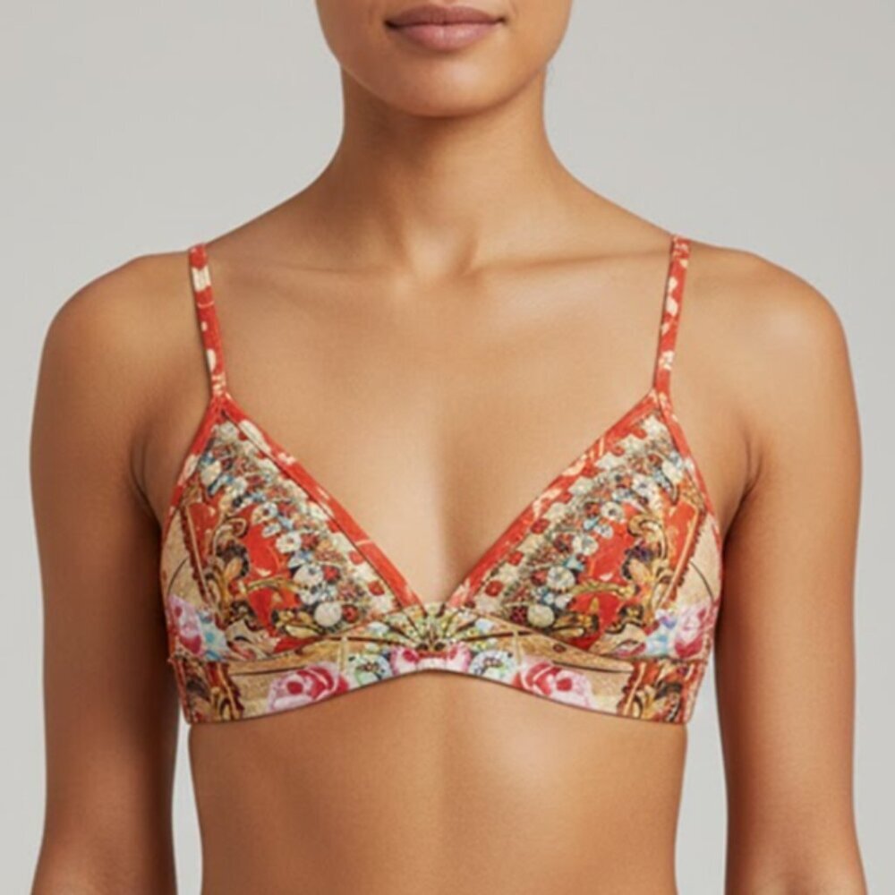 RARE! Camilla Cameos Dance Crop Top Bralette Bra Size 1 Small